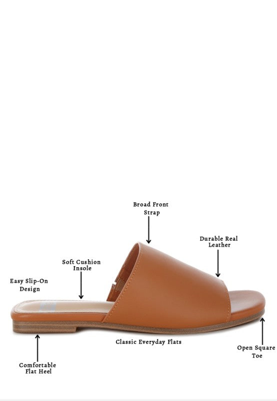 Diagram of Shanon Slip-On Leather Flats in Tan.