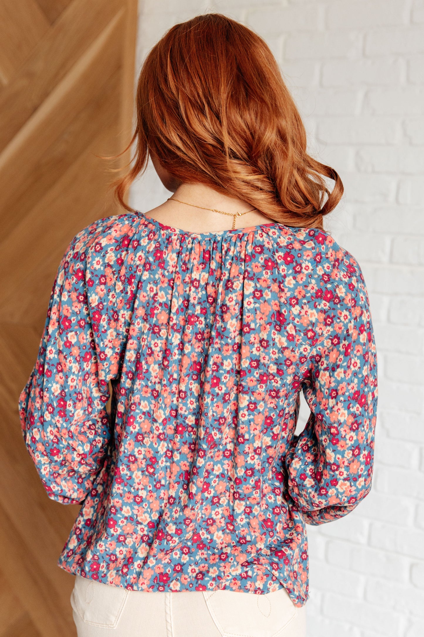 Krychele Blouse in Denim Floral