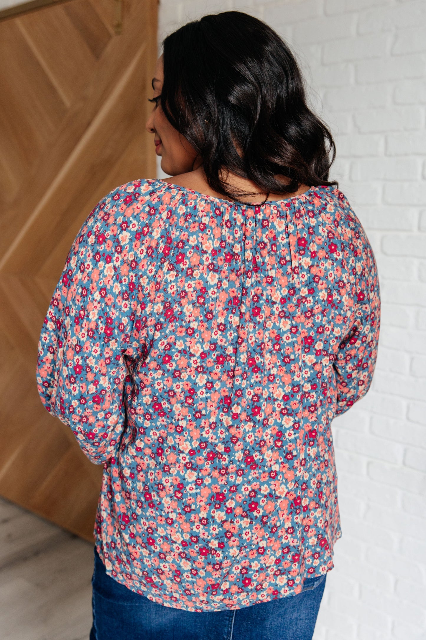 Krychele Blouse in Denim Floral