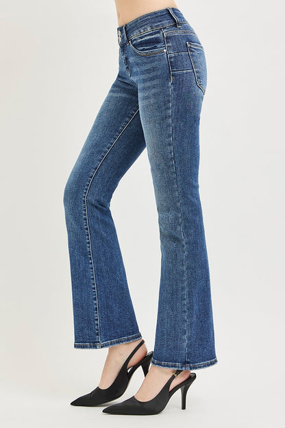 Side view of Vinny Bootcut Jeans by Risen highlighting bootcut silhouette.