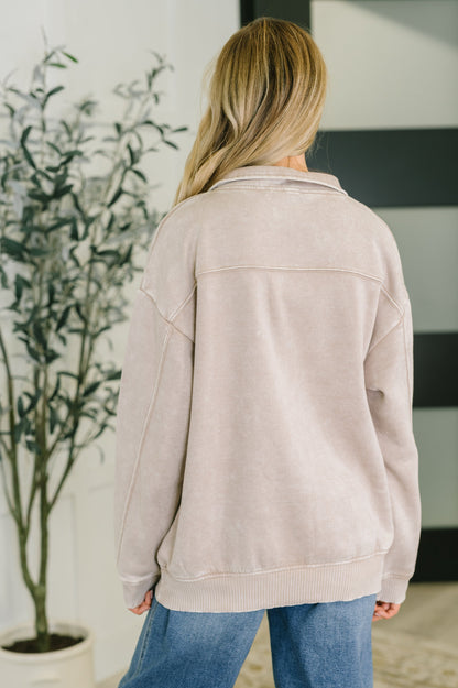 Back view of Sutton Half Zip Pullover in Ash Mocha