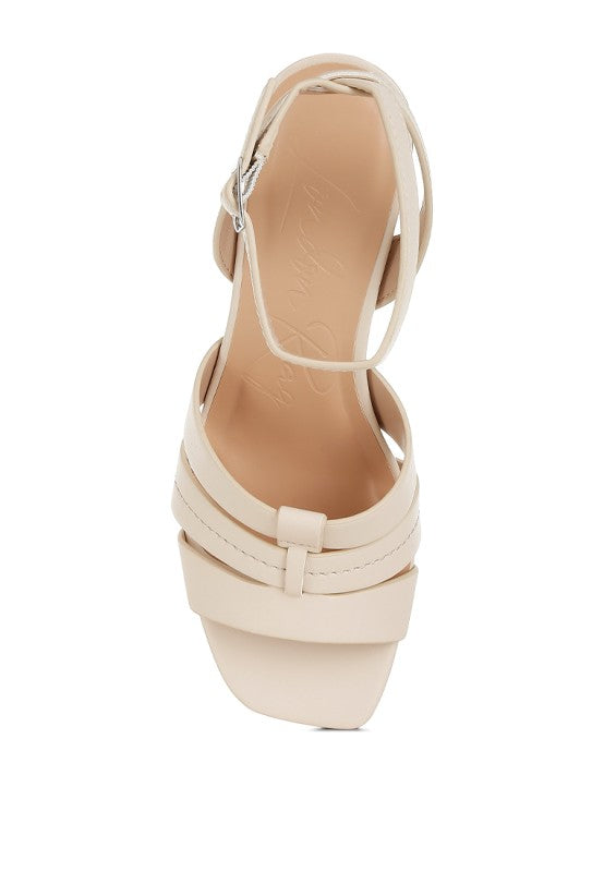 Top view of beige Signora Ankle Strap Sandals with cushioned insole.