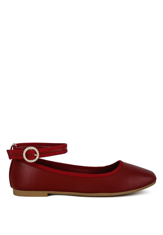 Quinlan Ankle Strap Detail Ballet Flats