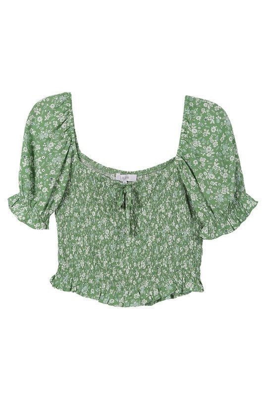 Monica Smocked Top in Green