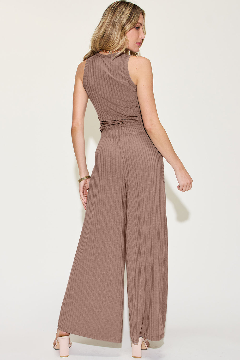 Noel Full Size Ribbed Tank and Wide Leg Pants Set