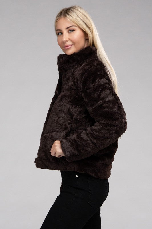 Tanvi Fluffy Zip-Up Sweater Jacket