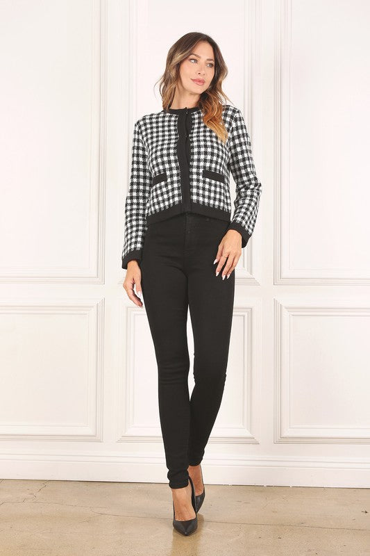 Sabine Black Check Knitted Jacket