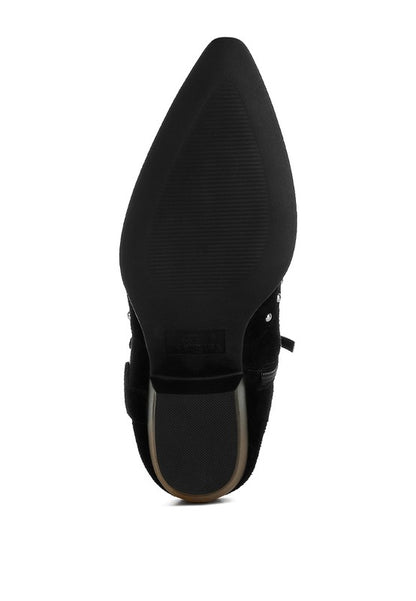 Rodeo Studded Suede Ankle Boots Black bottom sole view with textured tread for grip