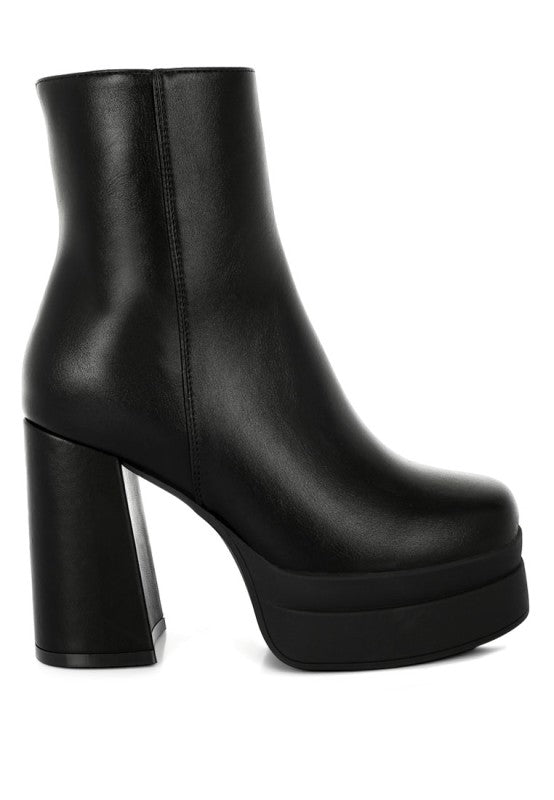 Side view of Baltese Chunky Heel Boots highlighting zipper closure and sleek fit.
