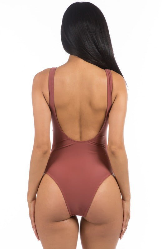 Lucky Pleated Cross Gathering Neckline One Piece Swimsuit