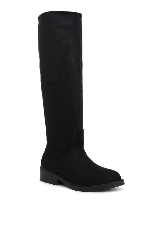 Chiru Round Toe Microfiber Calf Boots black front angle view
