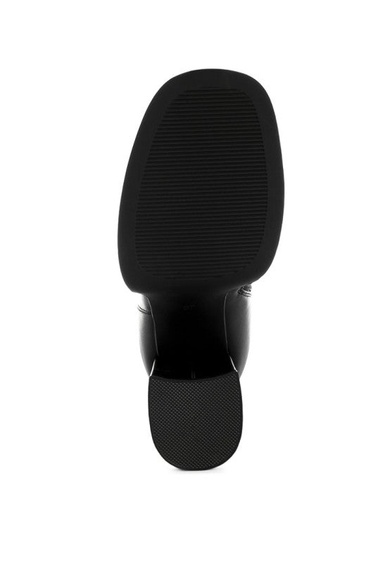 Bottom view of Baltese Chunky Heel Boots featuring durable TP rubber sole.