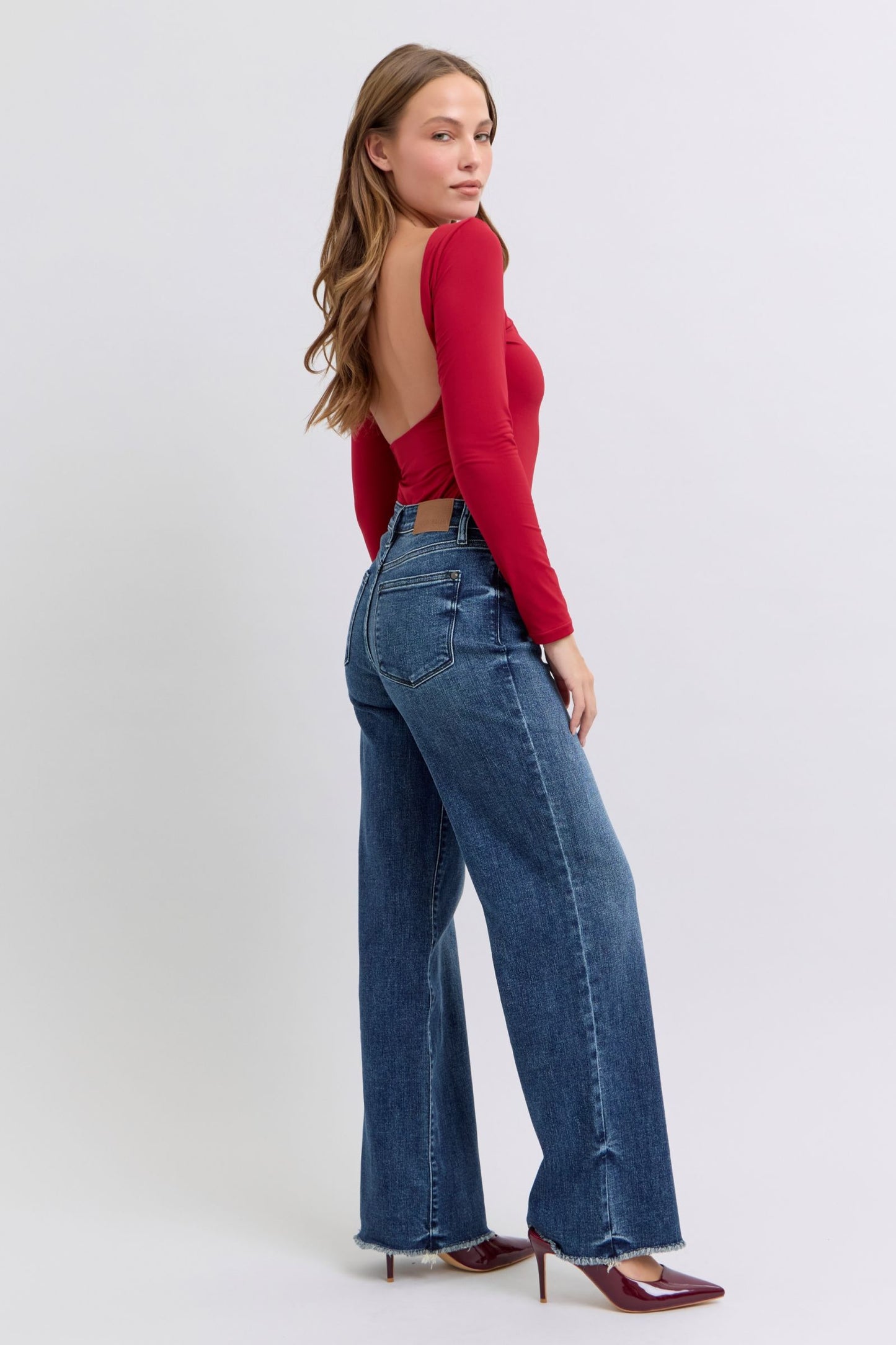 Faye Raw Hem Mid Rise Jeans by Judy Blue