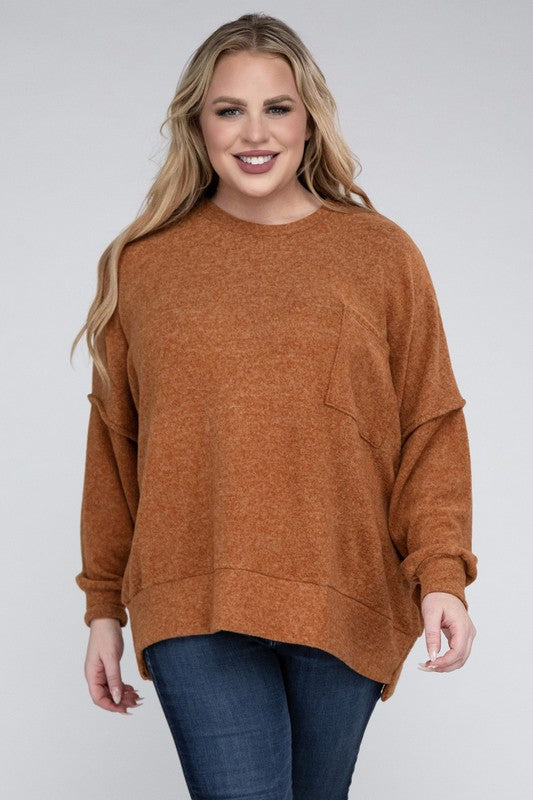 Lealla Brushed Melange Drop Shoulder Sweater