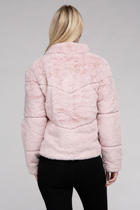 Tanvi Fluffy Zip-Up Sweater Jacket