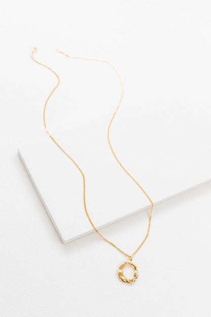 Flat lay showing full length of Charming Circle Necklace in Gold