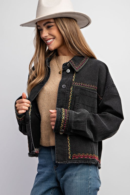 Dylan Embroidered Wash Cotton Jacket