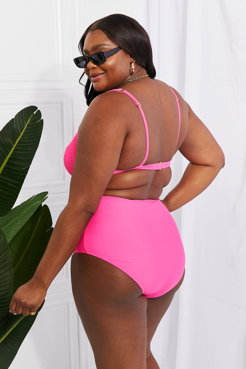 Finley Take A Dip Twist High-Rise Bikini in Hot Pink By Marina West Swim