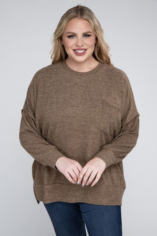 Lealla Brushed Melange Drop Shoulder Sweater