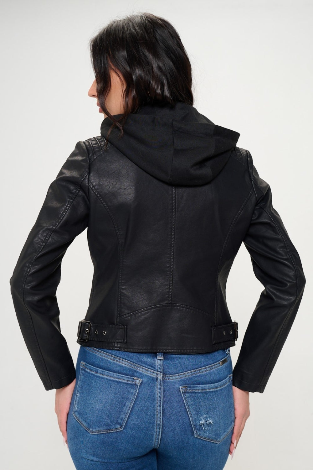 Emma Zip Up Hooded Jacket In Black