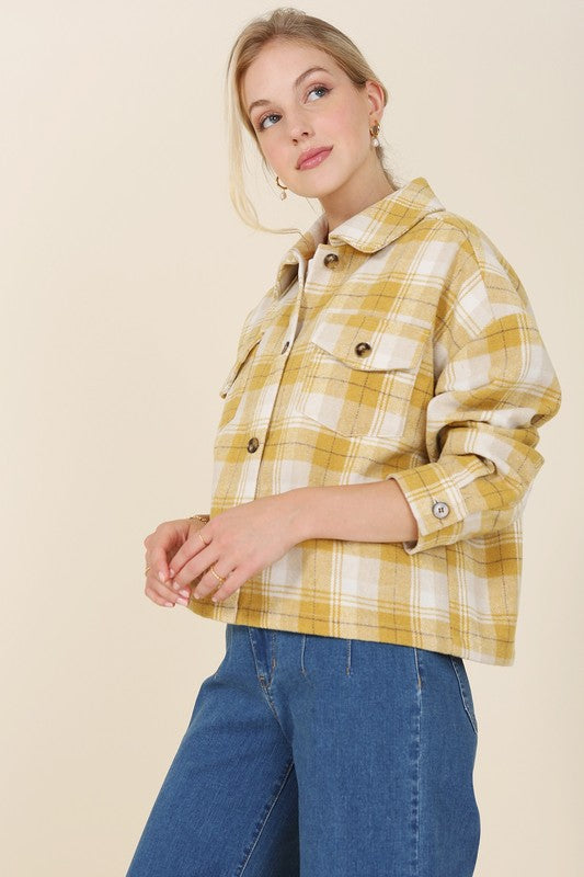 Wanda Plaid Short Shacket With Pockets