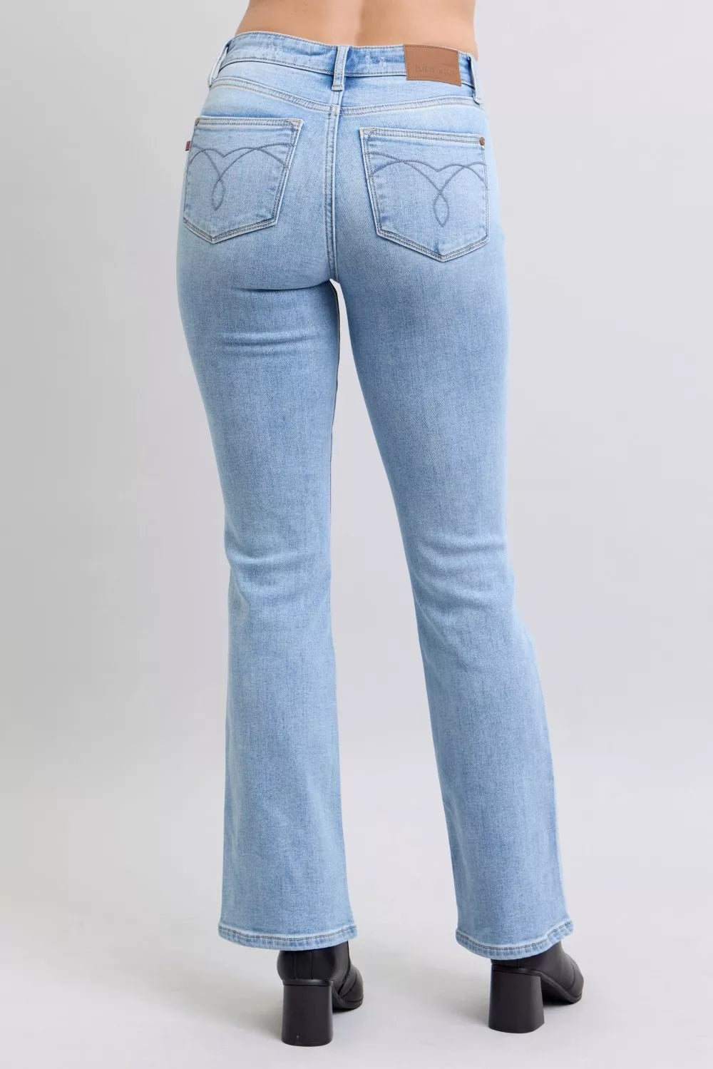 Back view of Misha Mid Rise Thermal Bootcut Jeans showing flattering mid-rise fit.