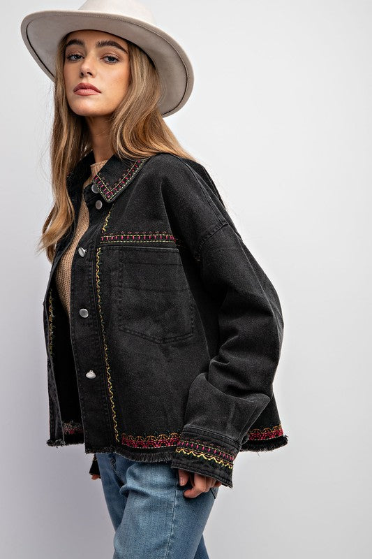 Dylan Embroidered Wash Cotton Jacket