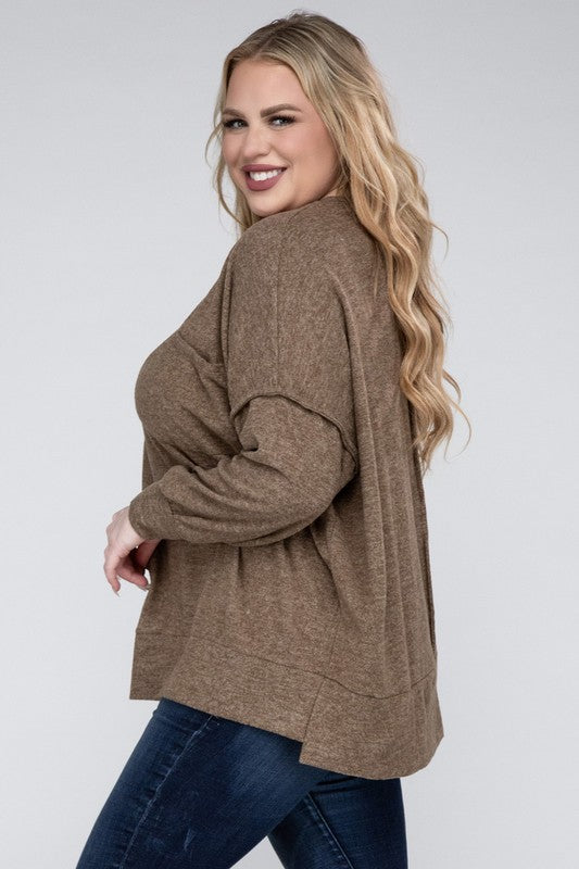 Lealla Brushed Melange Drop Shoulder Sweater