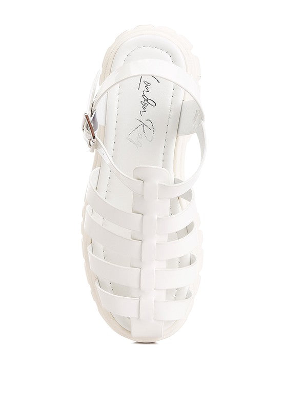 Zulla Chunky Gladiator Sandals in white, featuring trendy chunky platforms for bold and edgy style.