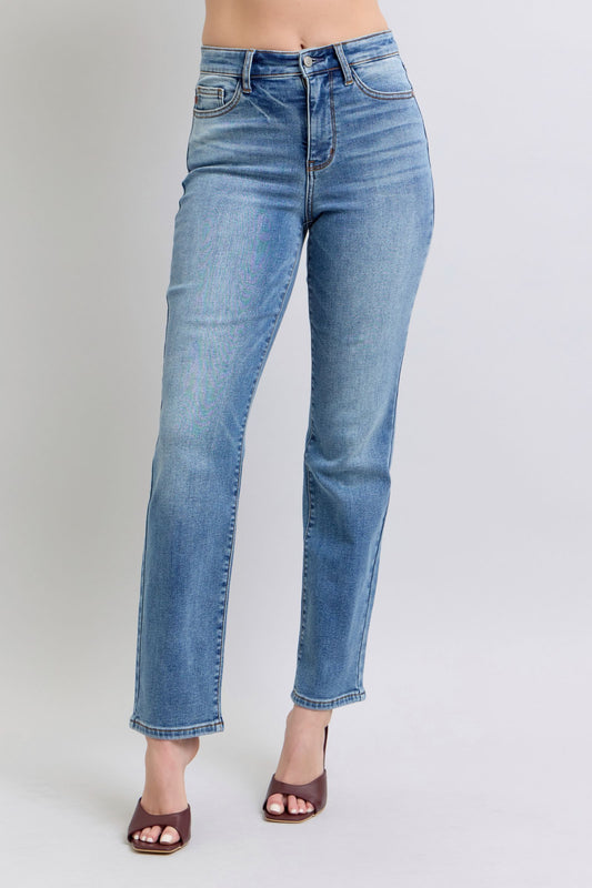 Della Thermal Washed Straight Jeans with Pockets by Judy Blue