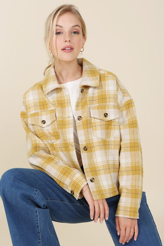 Wanda Plaid Short Shacket With Pockets