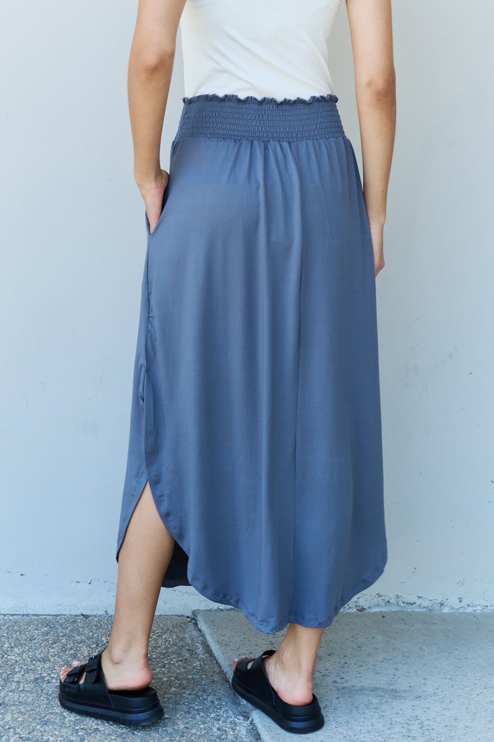 Bexley High Waist Scoop Hem Maxi Skirt