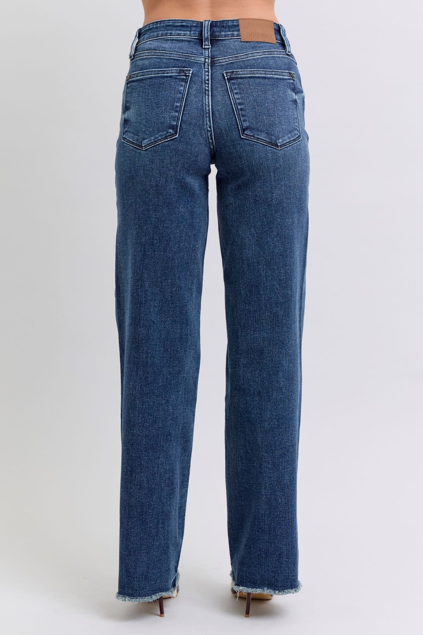 Faye Raw Hem Mid Rise Jeans by Judy Blue