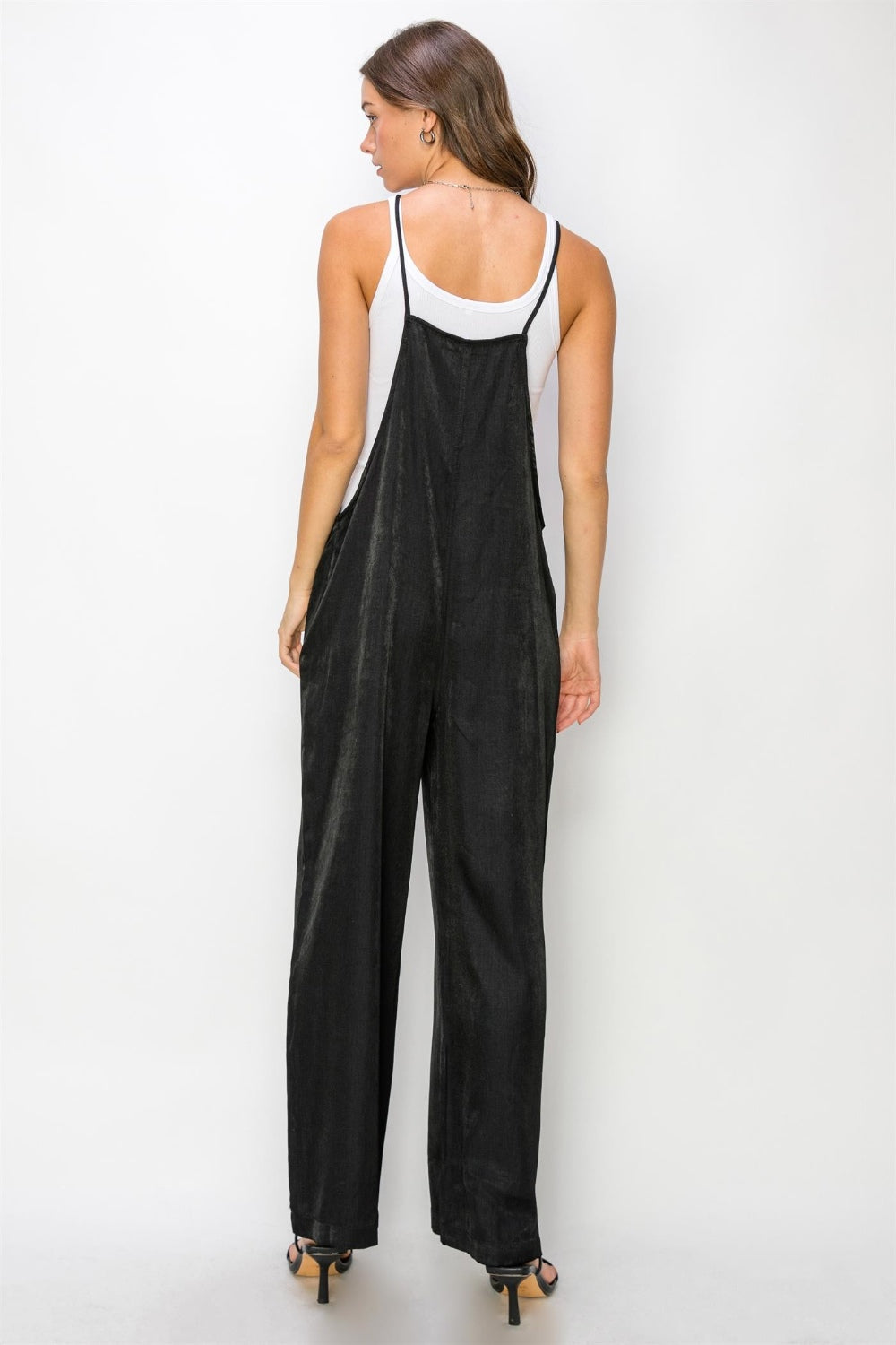 Wyn Half Button Sleeveless Straight Jumpsuit