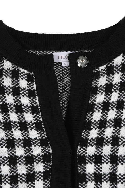 Sabine Black Check Knitted Jacket