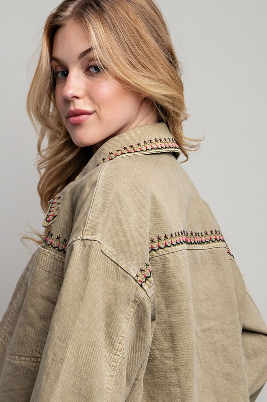 Dylan Embroidered Wash Cotton Jacket