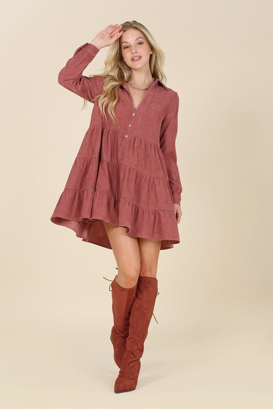 Pauline Corduroy Tiered Dress