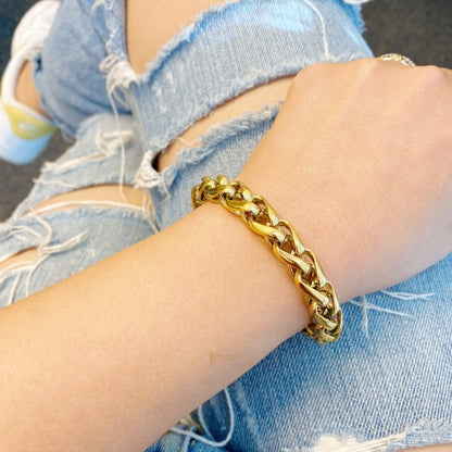 Close up of Model wearing Bold & Edgy Chain Bracelet.