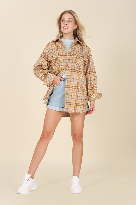 Lori Plaid Shacket With Pockets