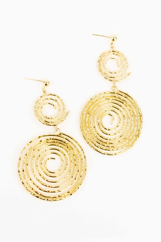 Navi Swirl Drop Earrings gold spirals top view