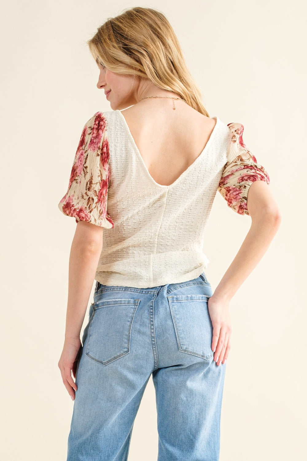 Emily Floral Sleeve Knit Top