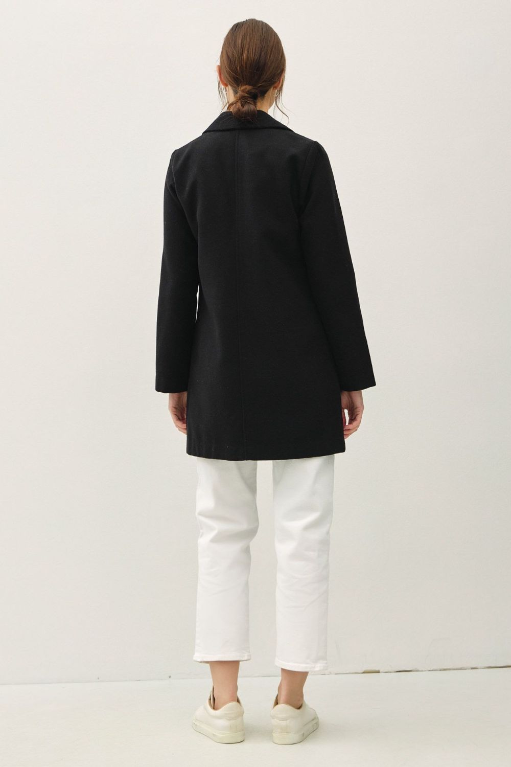 Karolina Single Button Long Sleeve Coat with Pockets