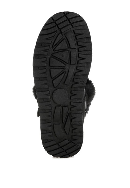 Black Linka Snow Boots with plush insole and durable round toe winter construction.