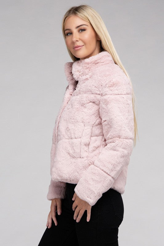 Tanvi Fluffy Zip-Up Sweater Jacket