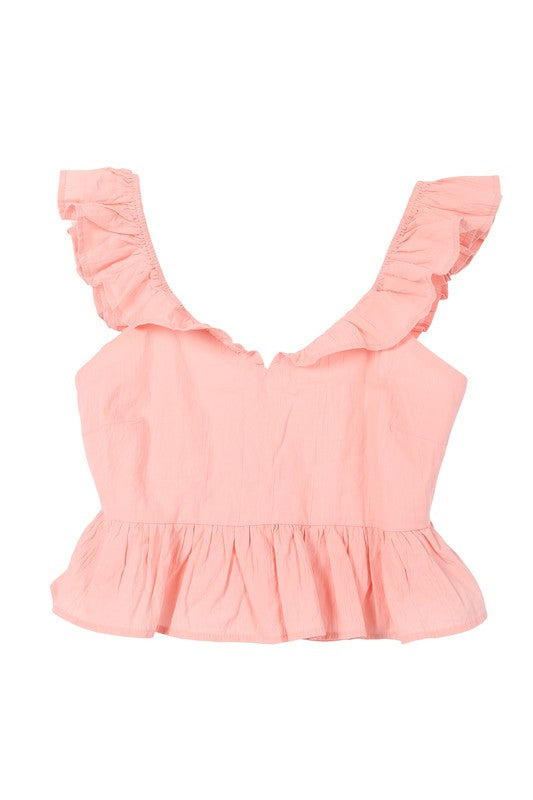 Mindy Ruffle Top With Flare