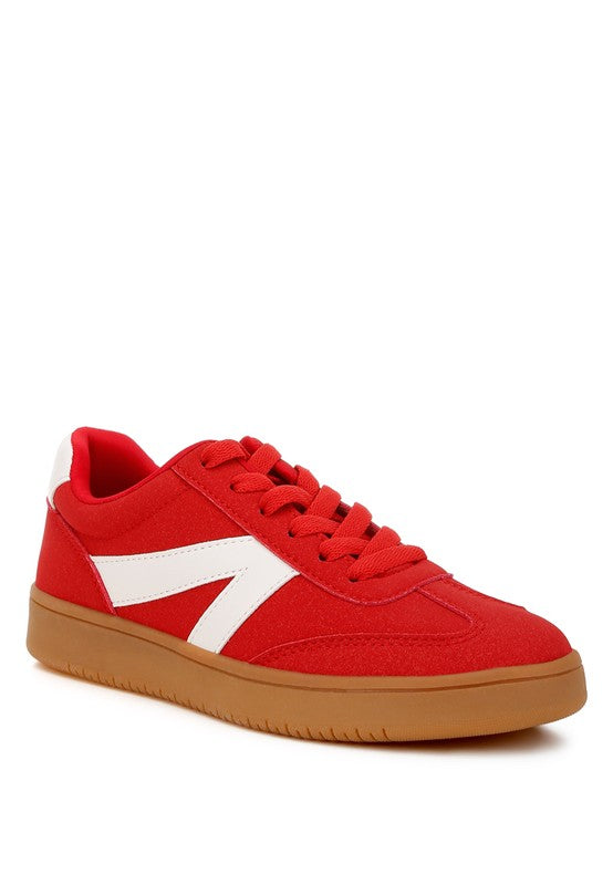 Zoomer Patchwork Sneakers in Red front angle view