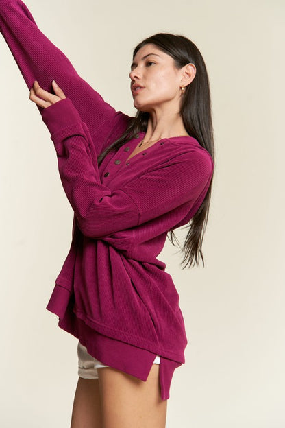 Magenta Kenzie Plus Size Hooded Sweatshirt with roomy silhouette and soft texture.