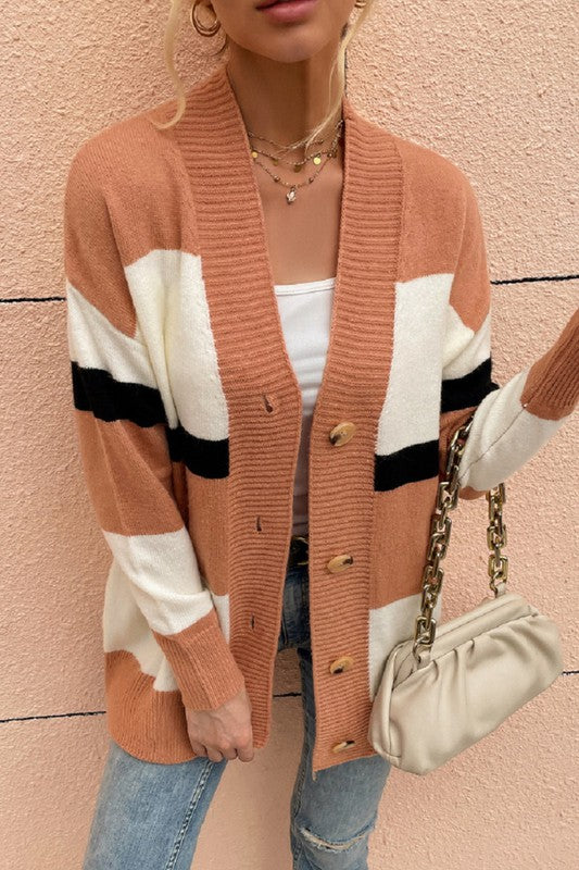 Striped Knitted Cardigan