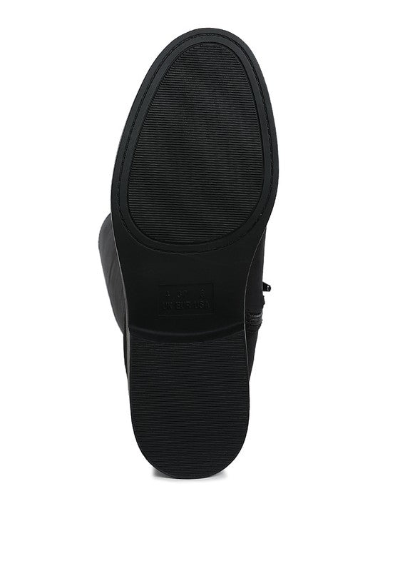 Chiru Round Toe Microfiber Calf Boots black bottom view of outsole