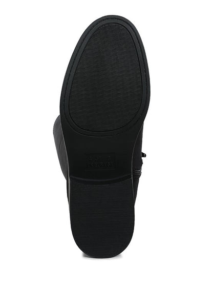 Chiru Round Toe Microfiber Calf Boots black bottom view of outsole